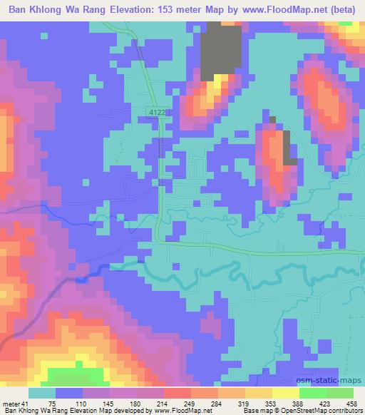 Ban Khlong Wa Rang,Thailand Elevation Map