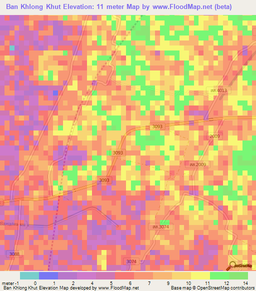 Ban Khlong Khut,Thailand Elevation Map