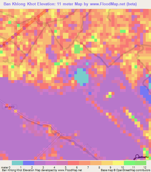 Ban Khlong Khot,Thailand Elevation Map