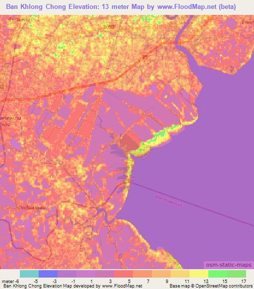 Ban Khlong Chong,Thailand Elevation Map