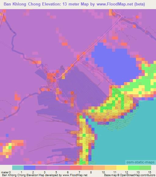 Ban Khlong Chong,Thailand Elevation Map