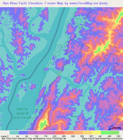 Ban Khao Fachi,Thailand Elevation Map