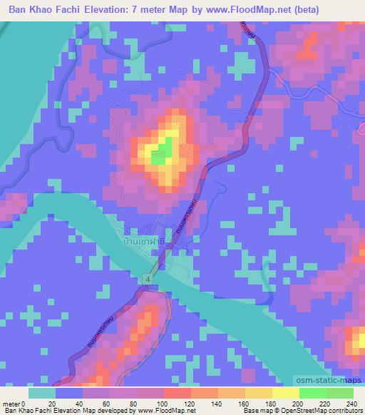 Ban Khao Fachi,Thailand Elevation Map