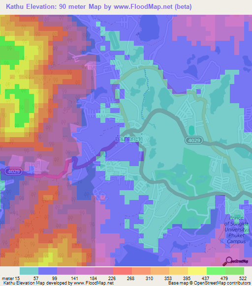 Kathu,Thailand Elevation Map