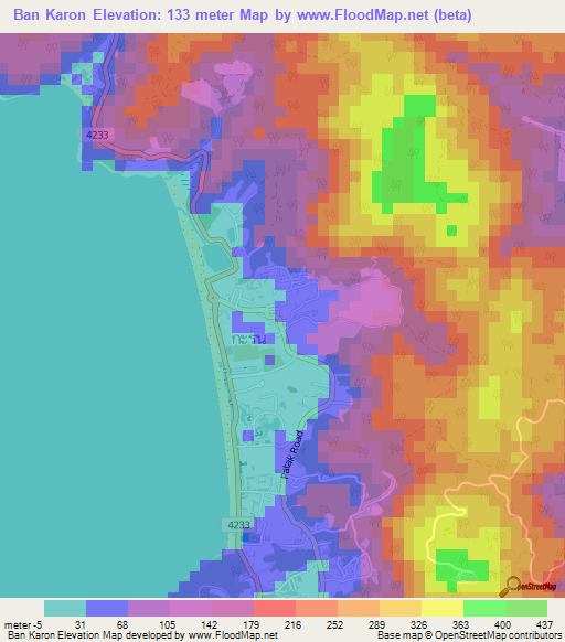 Ban Karon,Thailand Elevation Map