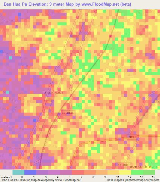 Ban Hua Pa,Thailand Elevation Map
