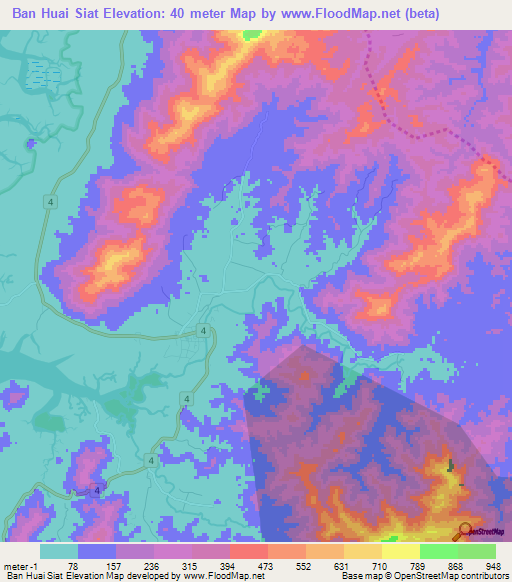 Ban Huai Siat,Thailand Elevation Map