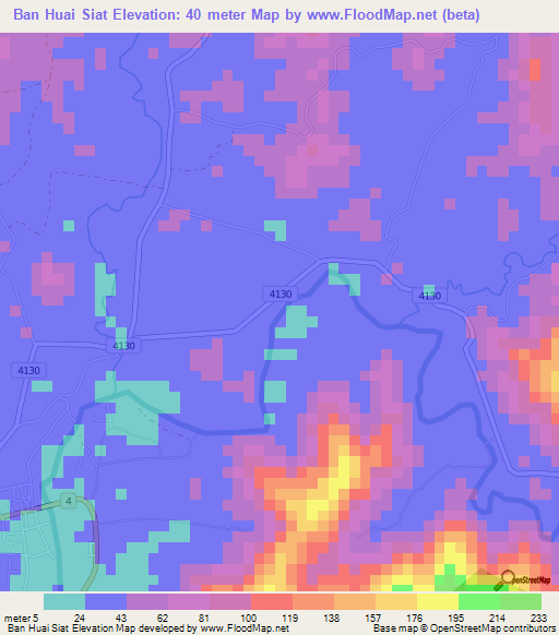 Ban Huai Siat,Thailand Elevation Map