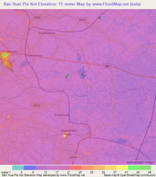 Ban Huai Pla Kot,Thailand Elevation Map