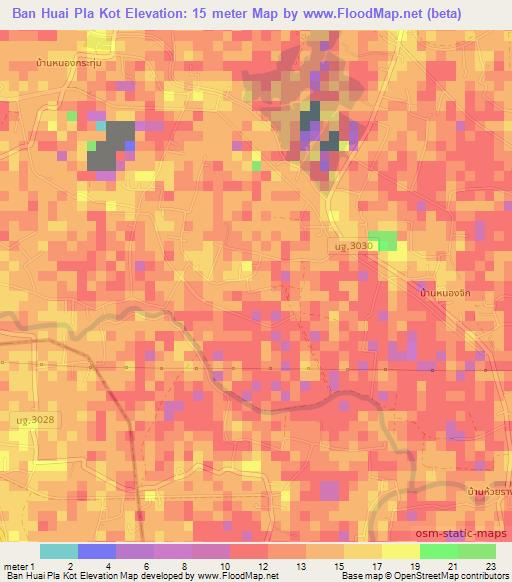Ban Huai Pla Kot,Thailand Elevation Map