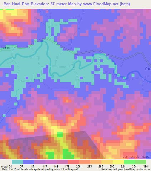 Ban Huai Pho,Thailand Elevation Map
