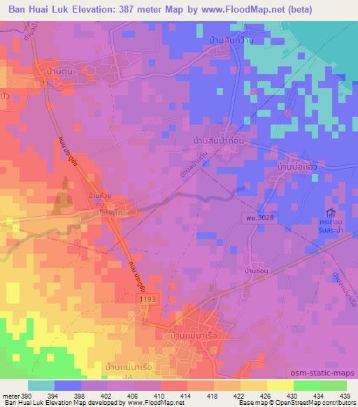 Ban Huai Luk,Thailand Elevation Map