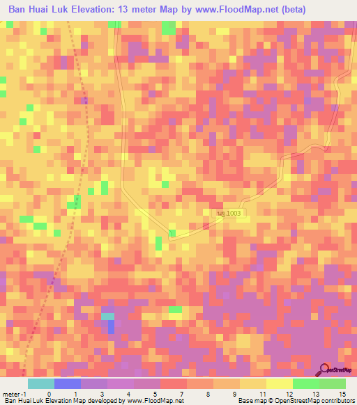 Ban Huai Luk,Thailand Elevation Map