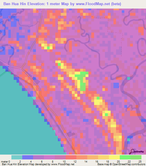 Ban Hua Hin,Thailand Elevation Map