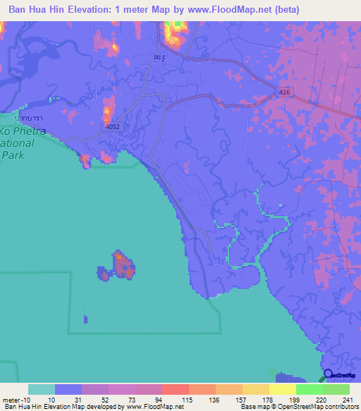 Ban Hua Hin,Thailand Elevation Map