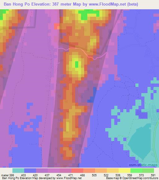 Ban Hong Po,Thailand Elevation Map