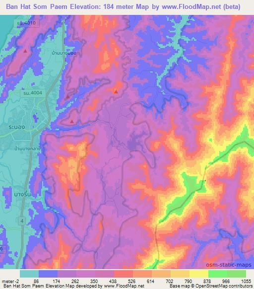 Ban Hat Som Paem,Thailand Elevation Map