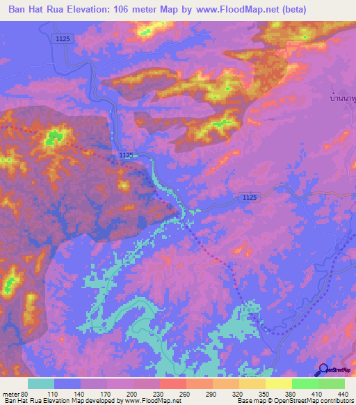 Ban Hat Rua,Thailand Elevation Map
