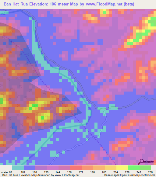 Ban Hat Rua,Thailand Elevation Map