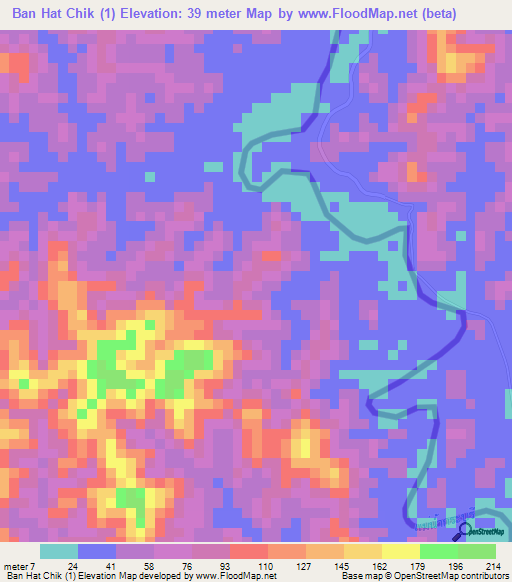 Ban Hat Chik (1),Thailand Elevation Map
