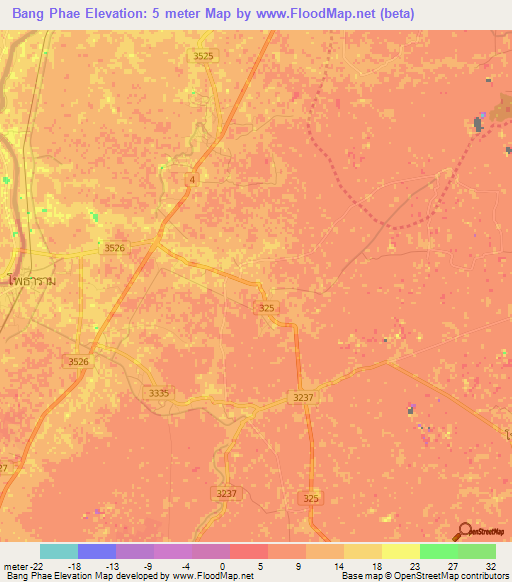Bang Phae,Thailand Elevation Map