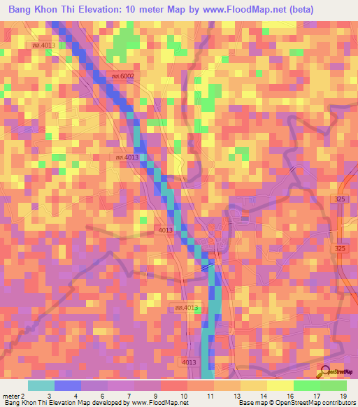 Bang Khon Thi,Thailand Elevation Map