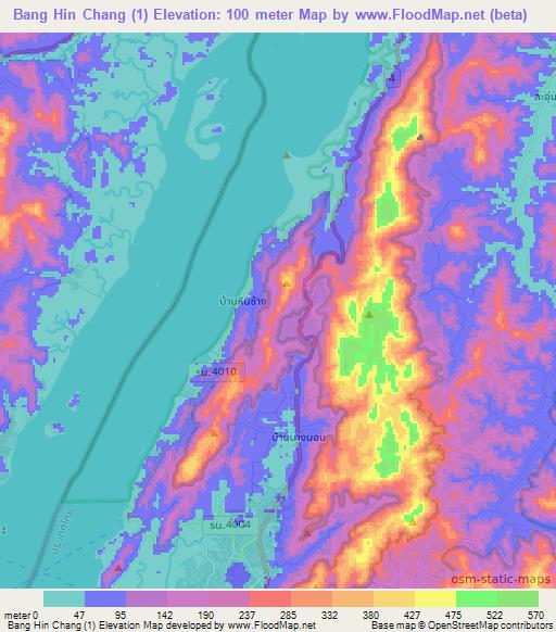Bang Hin Chang (1),Thailand Elevation Map