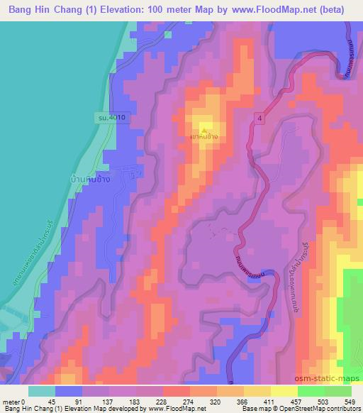 Bang Hin Chang (1),Thailand Elevation Map
