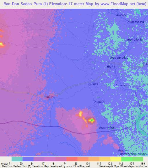 Ban Don Sadao Pum (1),Thailand Elevation Map