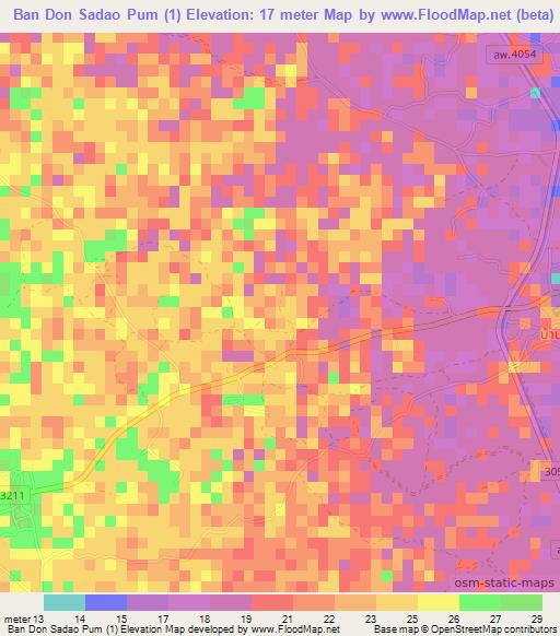Ban Don Sadao Pum (1),Thailand Elevation Map