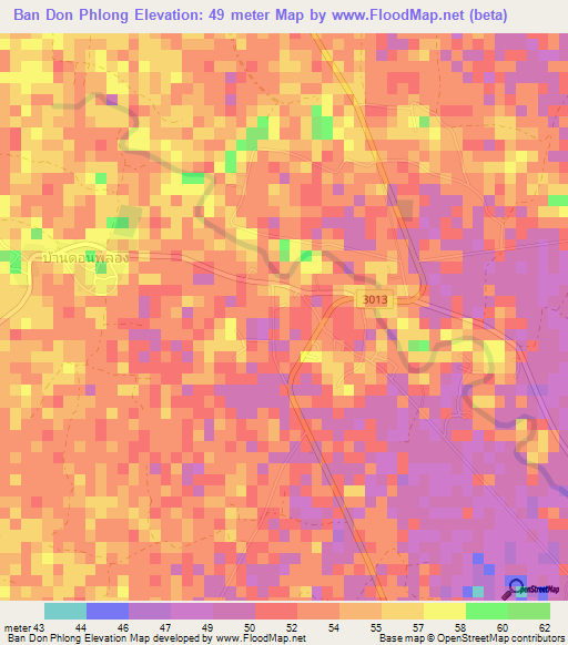 Ban Don Phlong,Thailand Elevation Map