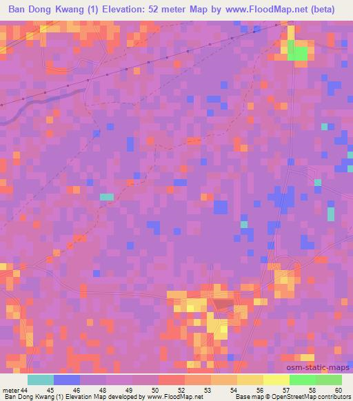Ban Dong Kwang (1),Thailand Elevation Map