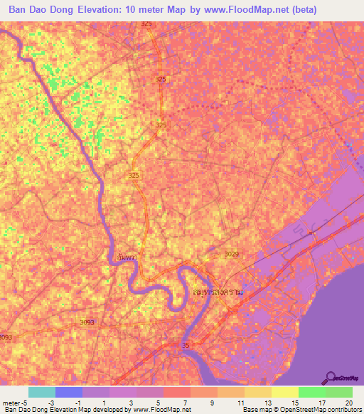Ban Dao Dong,Thailand Elevation Map
