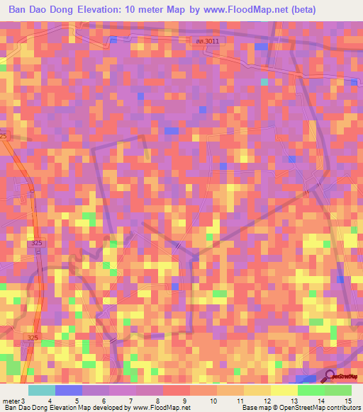 Ban Dao Dong,Thailand Elevation Map