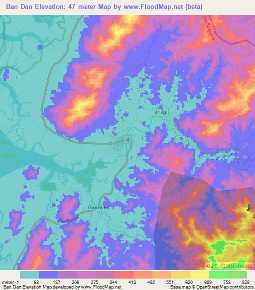 Ban Dan,Thailand Elevation Map