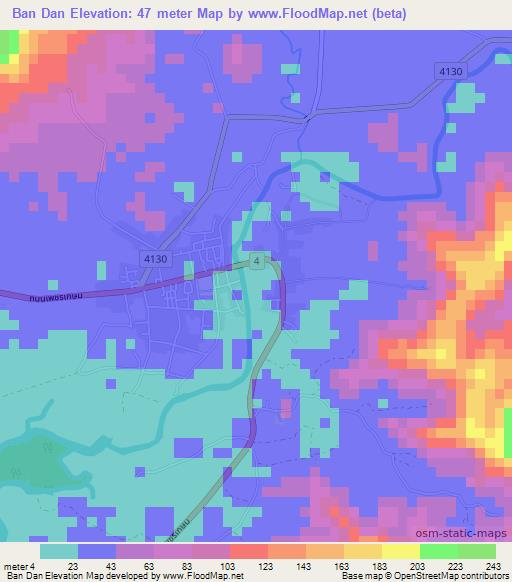 Ban Dan,Thailand Elevation Map