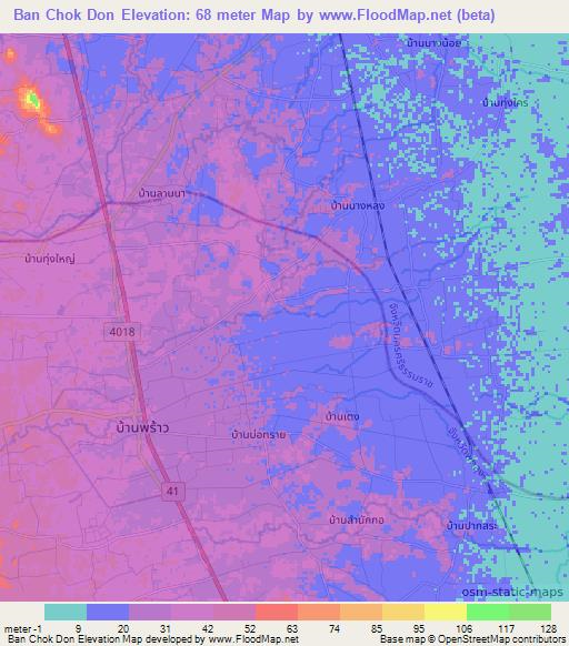 Ban Chok Don,Thailand Elevation Map