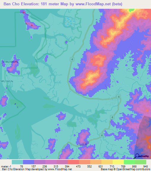 Ban Cho,Thailand Elevation Map
