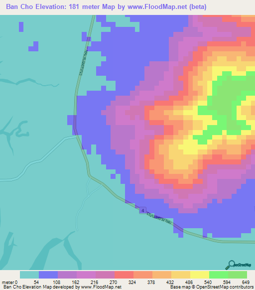 Ban Cho,Thailand Elevation Map