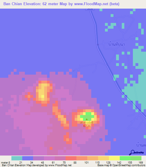 Ban Chian,Thailand Elevation Map