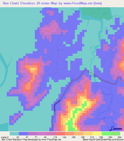 Ban Chatri,Thailand Elevation Map