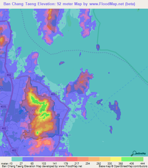 Ban Chang Taeng,Thailand Elevation Map