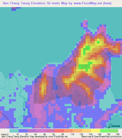 Ban Chang Taeng,Thailand Elevation Map