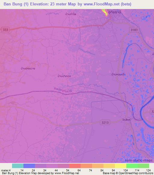 Ban Bung (1),Thailand Elevation Map