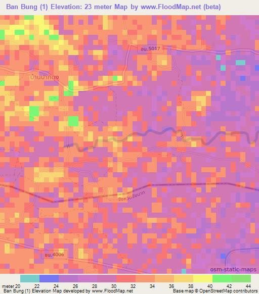 Ban Bung (1),Thailand Elevation Map