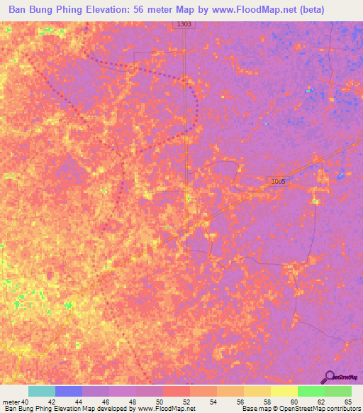 Ban Bung Phing,Thailand Elevation Map