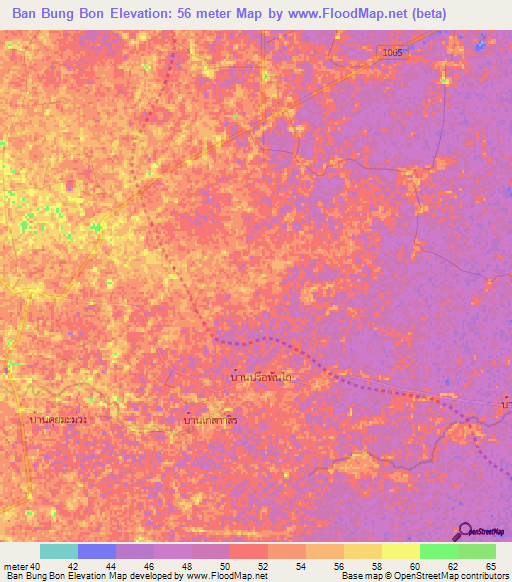 Ban Bung Bon,Thailand Elevation Map