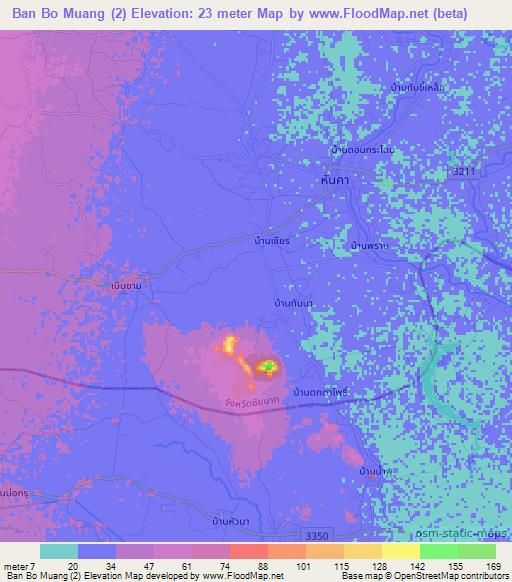 Ban Bo Muang (2),Thailand Elevation Map