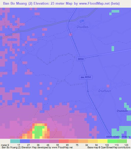 Ban Bo Muang (2),Thailand Elevation Map