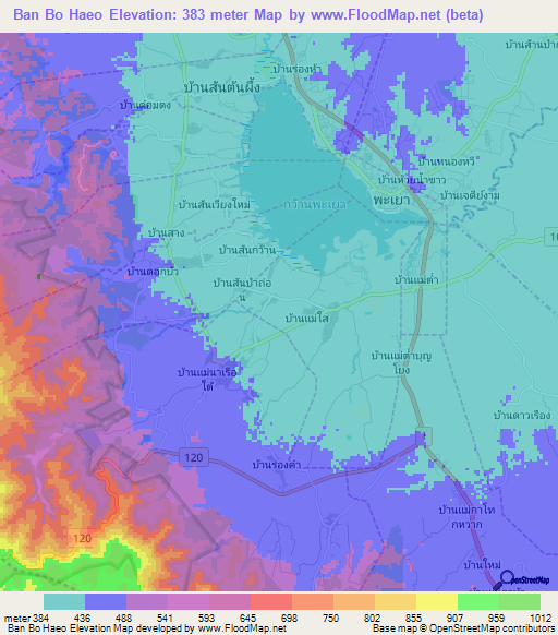 Ban Bo Haeo,Thailand Elevation Map